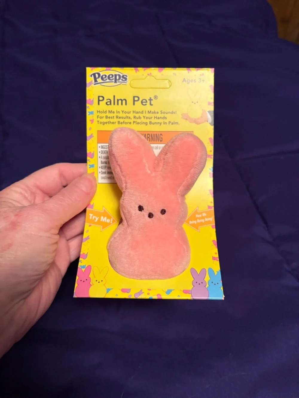 Palm Pet Plush Bunny - Pink by Peeps